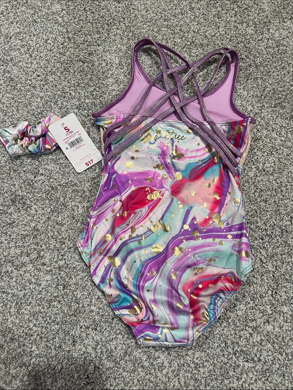 Justice Girls Purple Multicolor Swirl One-Piece